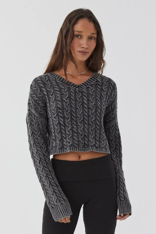 Clothing Supr Knitwear Leila Cable Knit Jumper Washed Black
