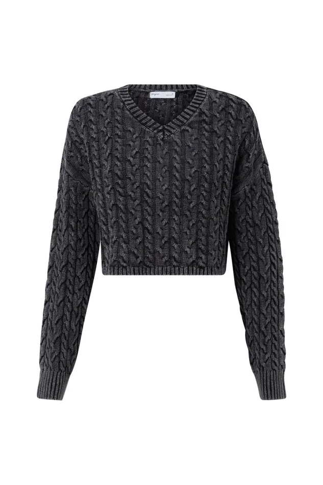 Clothing Supr Knitwear Leila Cable Knit Jumper Washed Black