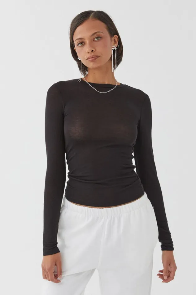 Clothing Supr Knitwear Margot Knit Long Sleeve Top Black