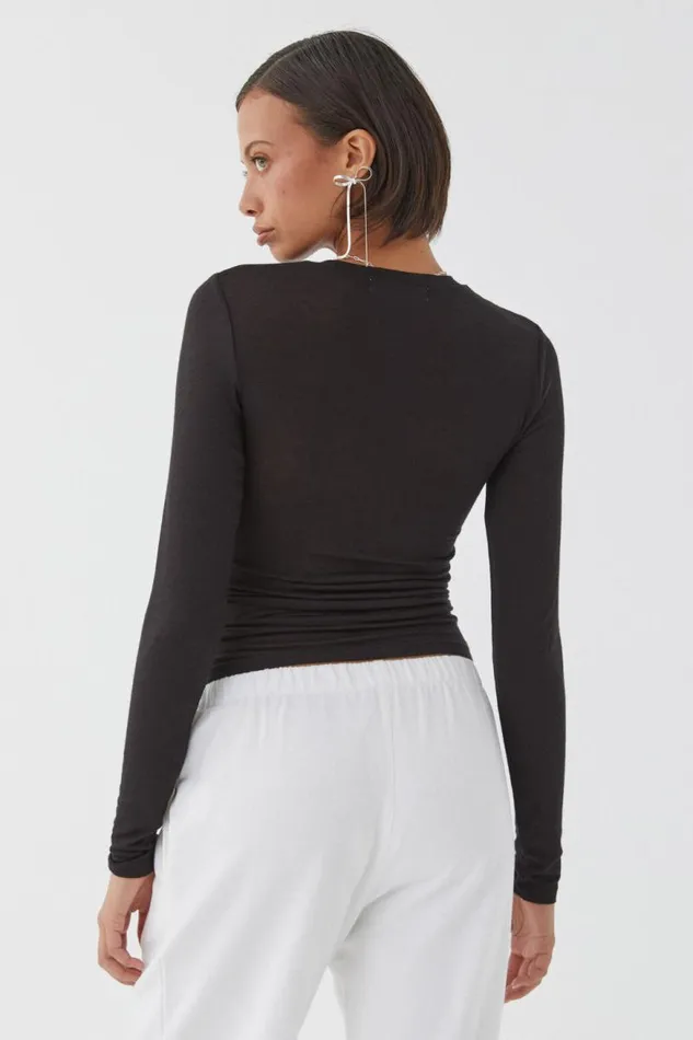 Clothing Supr Knitwear Margot Knit Long Sleeve Top Black