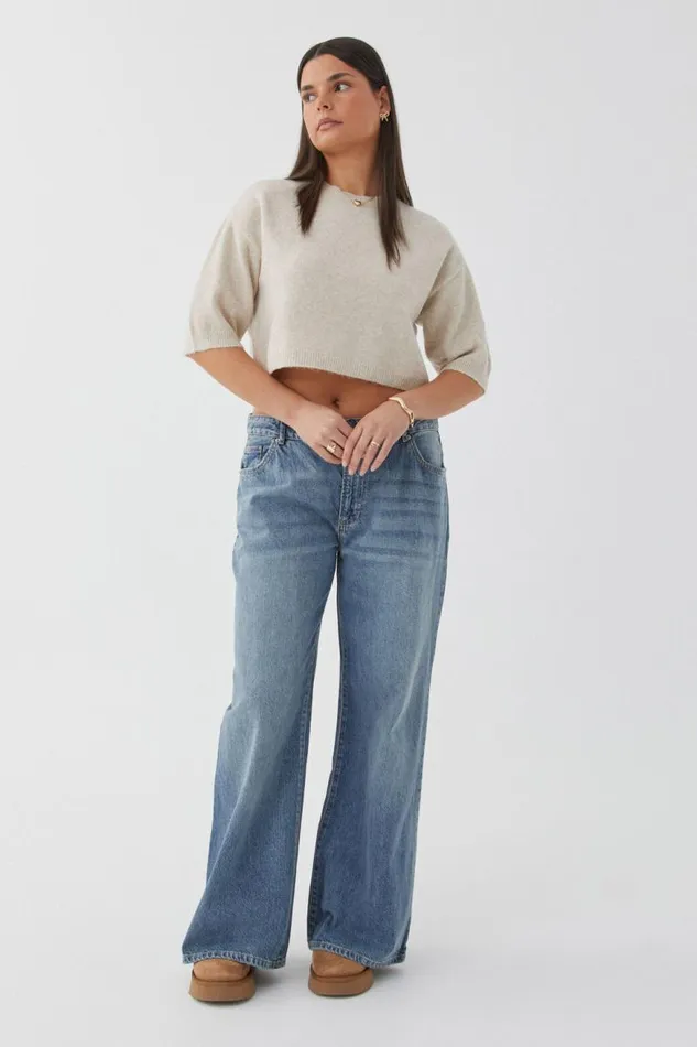 Clothing Supr Knitwear Tori Short Sleeve Knit Taupe Marle