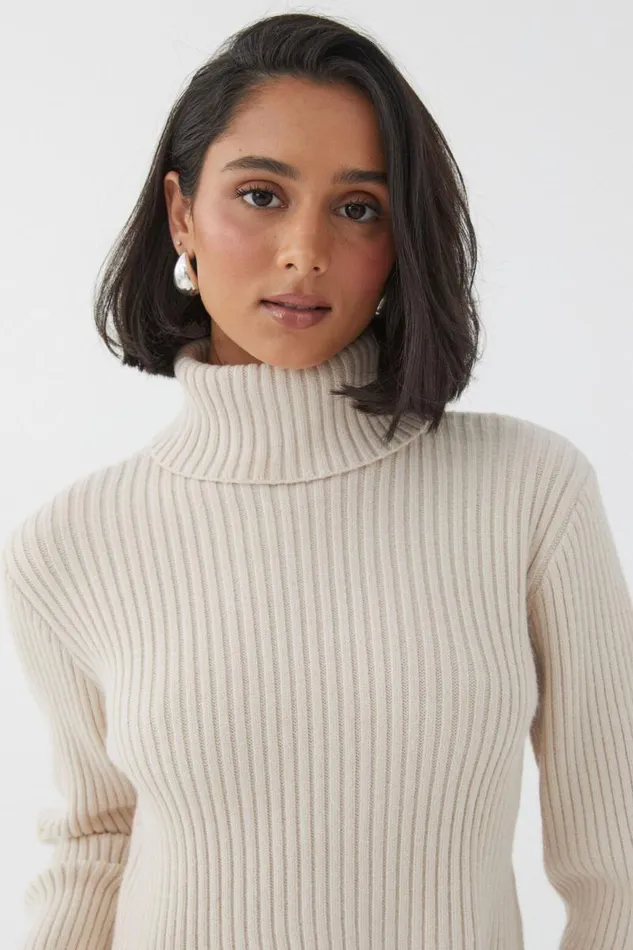 Clothing Supr Knitwear Wren Roll Neck Knit Jumper Vanilla Beige