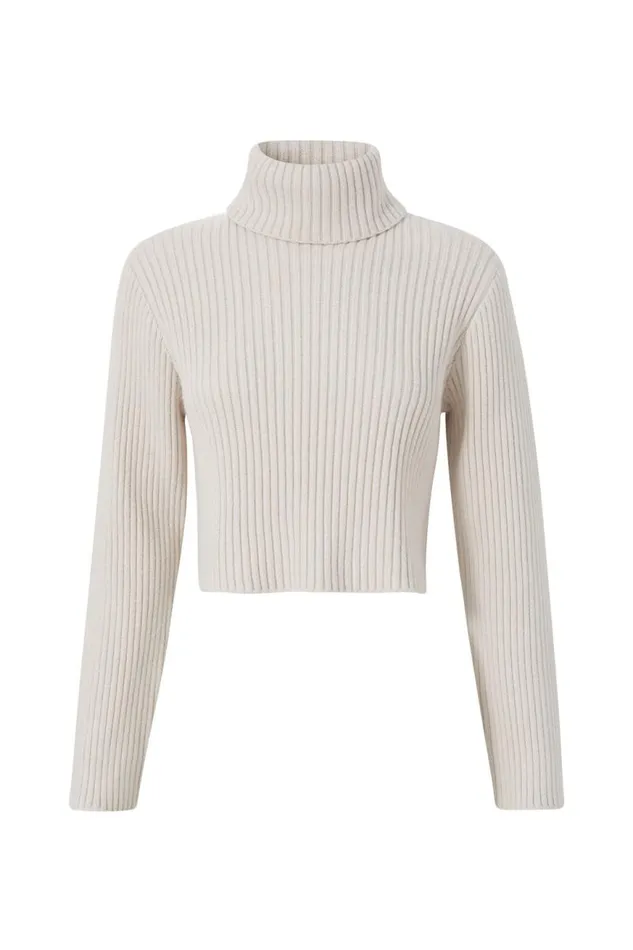Clothing Supr Knitwear Wren Roll Neck Knit Jumper Vanilla Beige