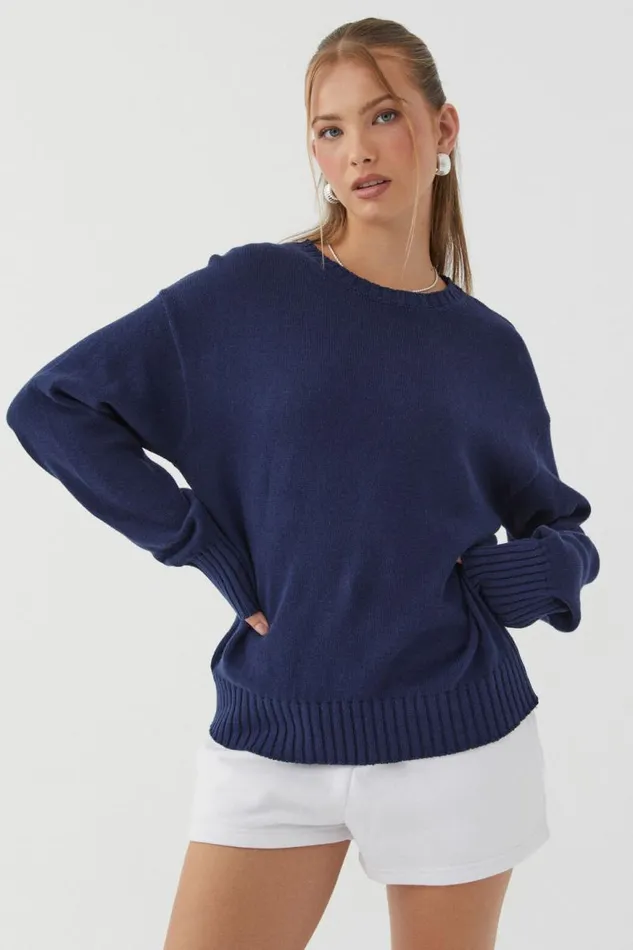 Clothing Supr Knitwear Zoey Crew Neck Jumper Varsity Navy