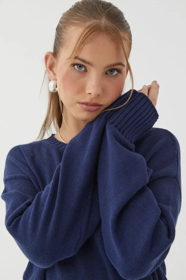 Clothing Supr Knitwear Zoey Crew Neck Jumper Varsity Navy