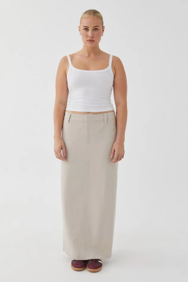 Clothing Supr Skirts Chloe Tailored Maxi Skirt Canvas Beige