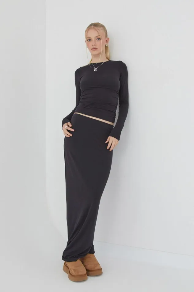 Clothing Supr Skirts Soft Hipster Maxi Skirt Black Clothing Supr Skirts Soft Hipster Maxi Skirt Black