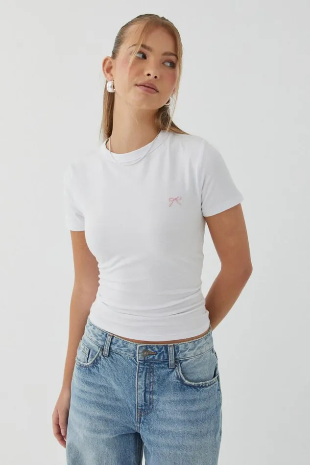 Clothing Supr T Shirts Embroidered Bow Fitted Tee Whitebow Clothing Supr T Shirts Embroidered Bow Fitted Tee Whitebow