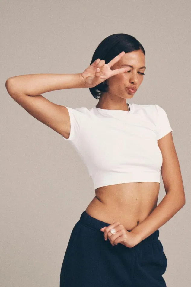 Clothing Supr T Shirts Luxe Cropped Short Sleeve Top White