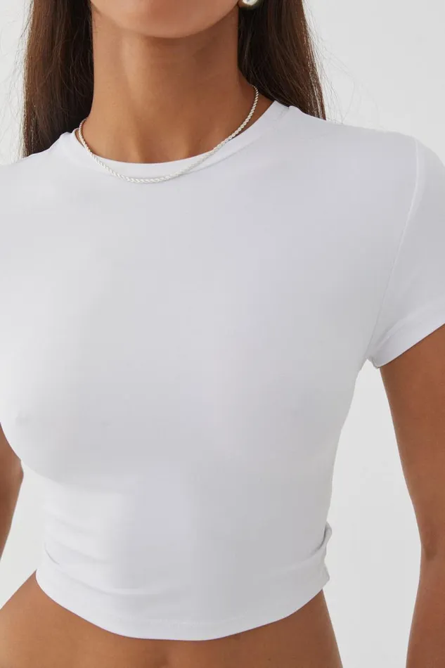 Clothing Supr T Shirts Luxe Cropped Short Sleeve Top White