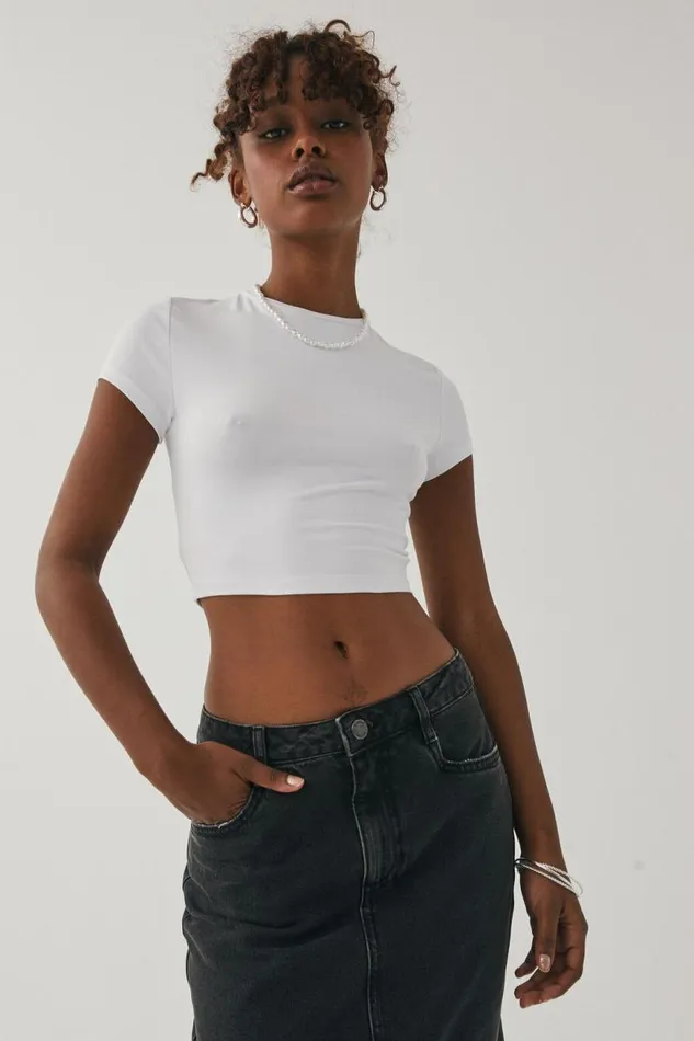 Clothing Supr T Shirts Luxe Cropped Short Sleeve Top White