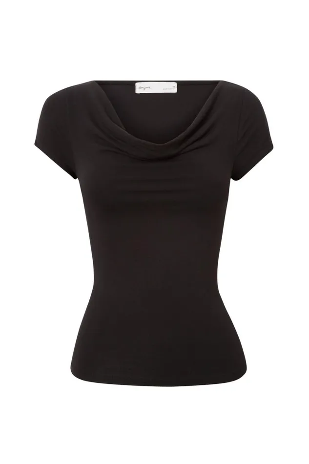 Clothing Supr T Shirts Soft Cowl Neck Tee Black