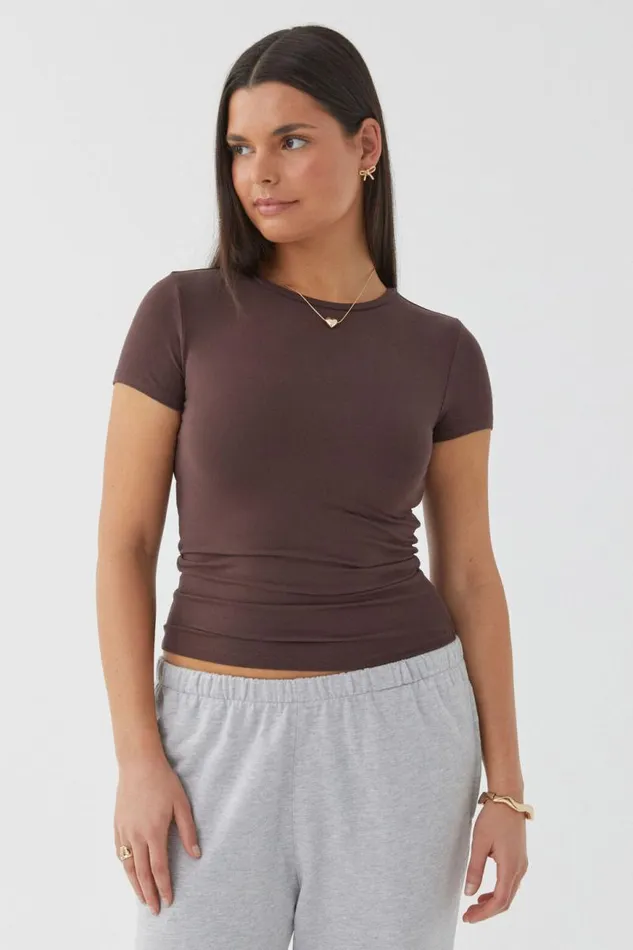 Clothing Supr T Shirts Soft Longline Tee Espresso Brown