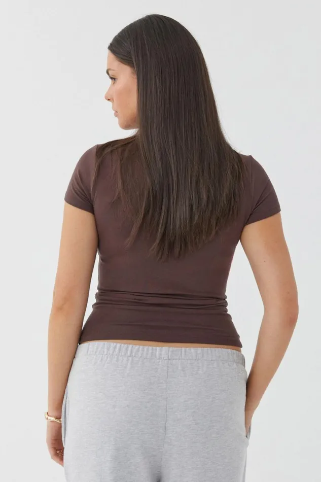 Clothing Supr T Shirts Soft Longline Tee Espresso Brown