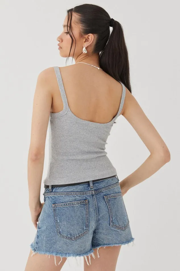Clothing Supr Tank Tops Riri Scoop Neck Tank Grey Marle