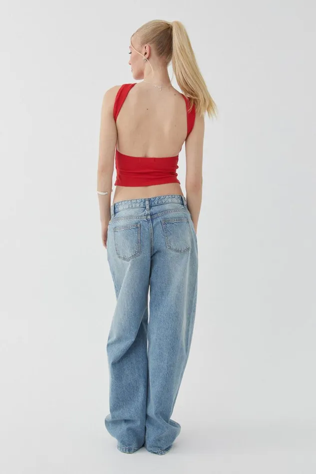 Clothing Supr Tank Tops Tara Rib Backless Tank Ruby Red