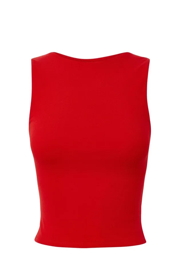 Clothing Supr Tank Tops Tara Rib Backless Tank Ruby Red