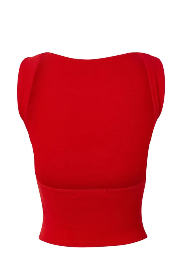 Clothing Supr Tank Tops Tara Rib Backless Tank Ruby Red