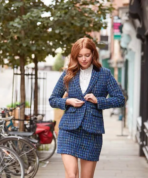 Coats and Jackets Tiah Tweed Jacket Blue Joebrowns Apparel Coats and Jackets Tiah Tweed Jacket Blue Joebrowns Apparel