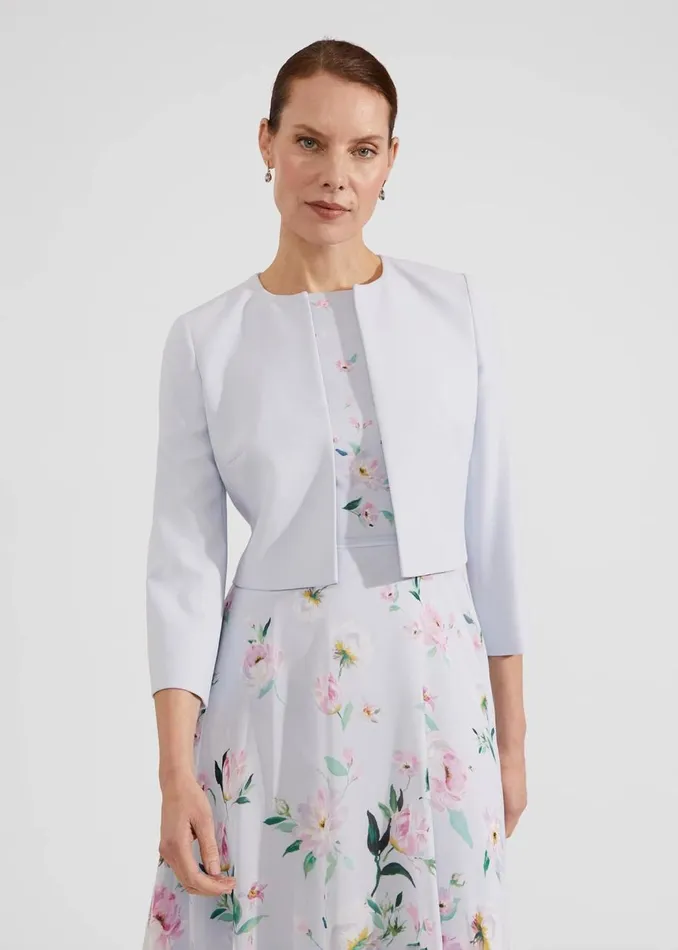Coats and Jackets Women HOBBS Elize Crepe Jacket Pale Blue