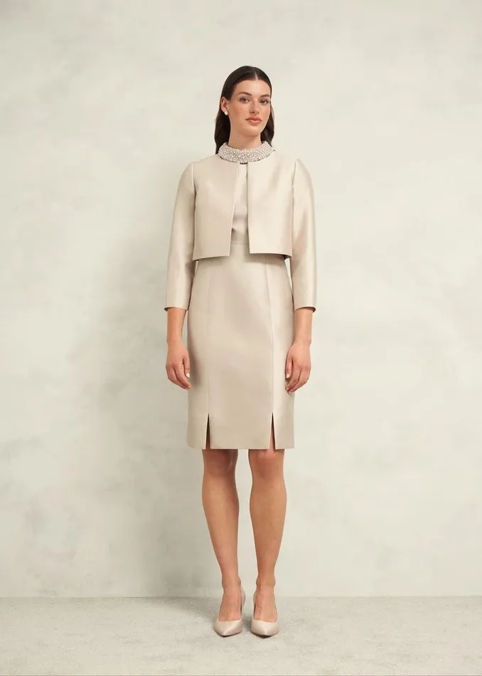 Coats and Jackets Women HOBBS Katherine Wool Silk Jacket Oyster