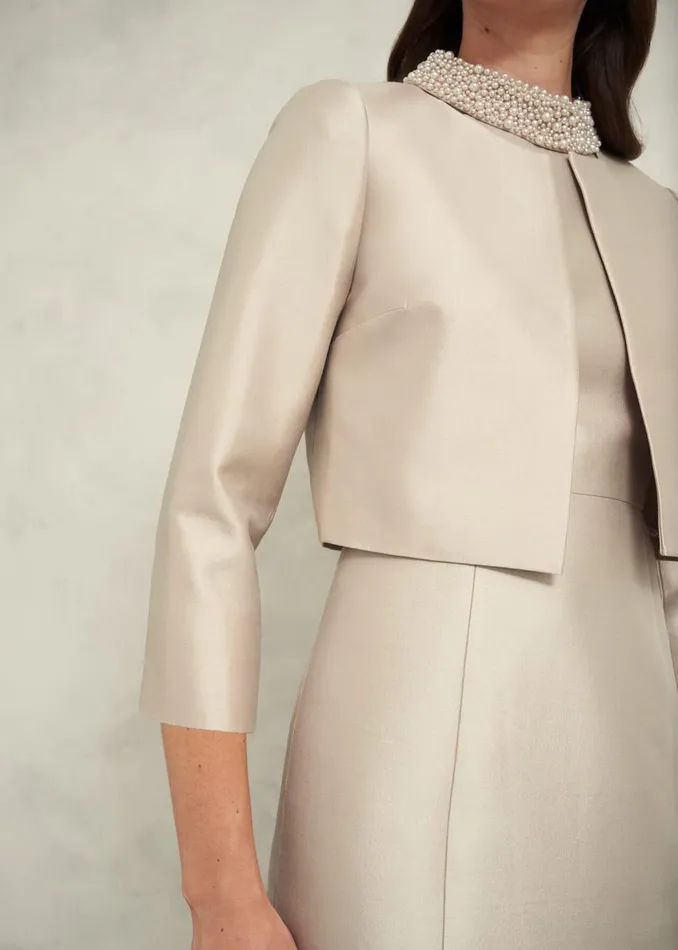 Coats and Jackets Women HOBBS Katherine Wool Silk Jacket Oyster