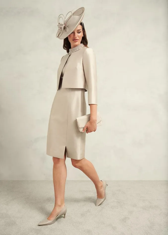 Coats and Jackets Women HOBBS Katherine Wool Silk Jacket Oyster