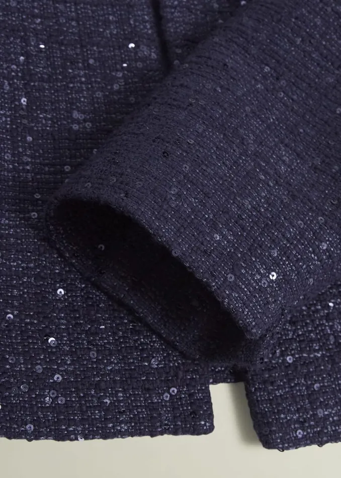Coats and Jackets Women HOBBS Prisha Sequin Tweed Jacket Midnight Navy