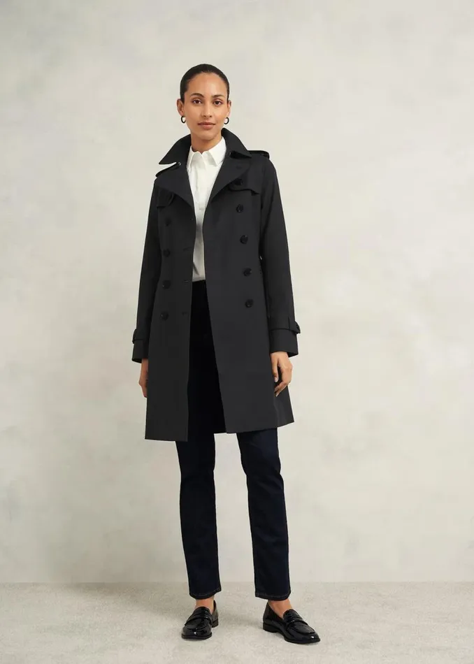 Coats and Jackets Women HOBBS Saskia Shower Resistant Trench Coat Black