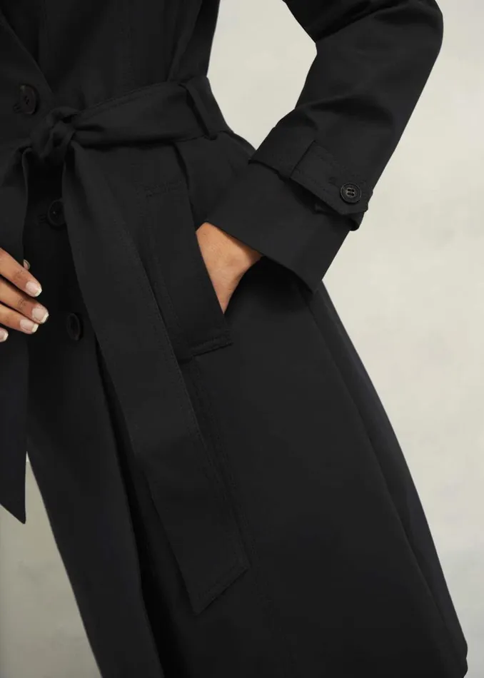 Coats and Jackets Women HOBBS Saskia Shower Resistant Trench Coat Black