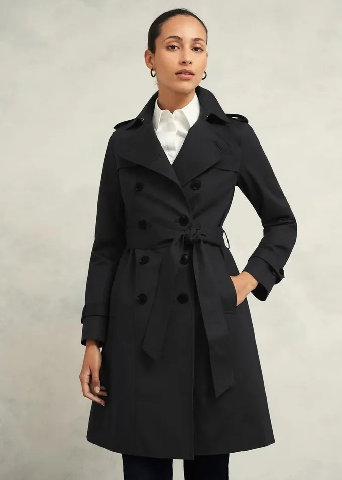 Coats and Jackets Women HOBBS Saskia Shower Resistant Trench Coat Black