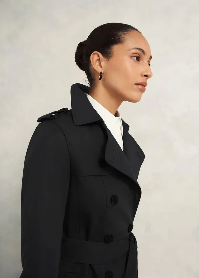 Coats and Jackets Women HOBBS Saskia Shower Resistant Trench Coat Black