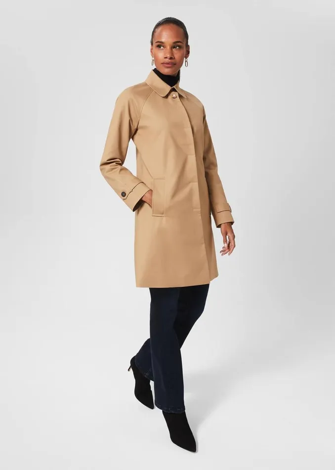 Coats and Jackets Women HOBBS Vivienne Shower Resistant Trench Coat Fawn Beige
