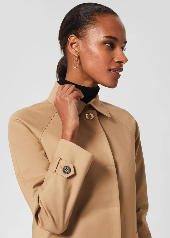 Coats and Jackets Women HOBBS Vivienne Shower Resistant Trench Coat Fawn Beige