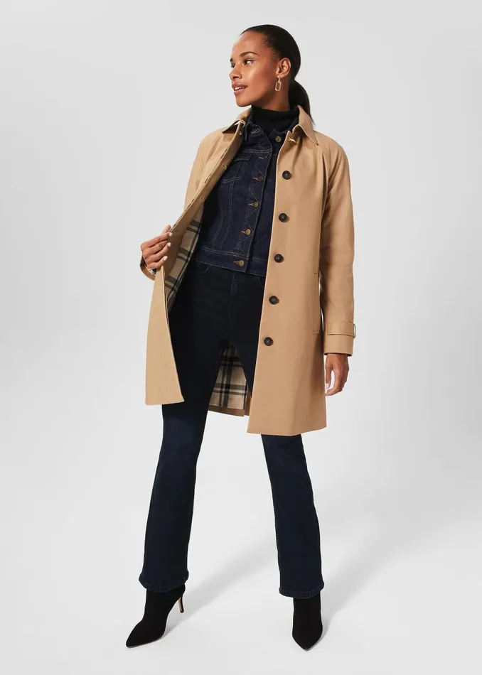 Coats and Jackets Women HOBBS Vivienne Shower Resistant Trench Coat Fawn Beige