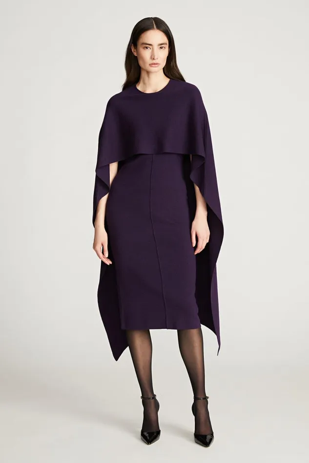 Cocktail Women Halston Amal Sweater Dress In Wool Aubergine Cocktail Women Halston Amal Sweater Dress In Wool Aubergine
