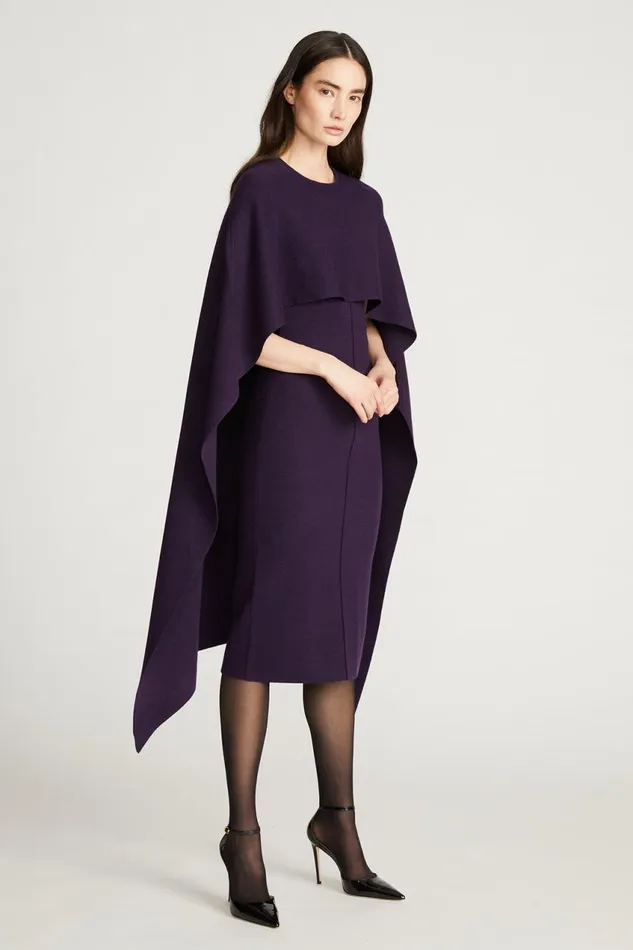 Cocktail Women Halston Amal Sweater Dress In Wool Aubergine Cocktail Women Halston Amal Sweater Dress In Wool Aubergine