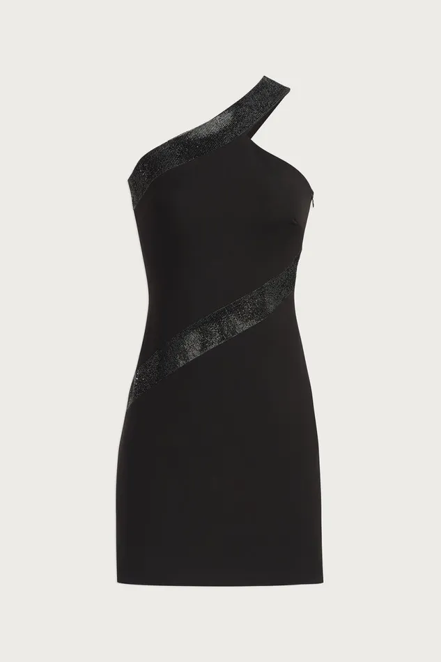 Cocktail Women Halston Auriel Dress In Stretch Crepe Black