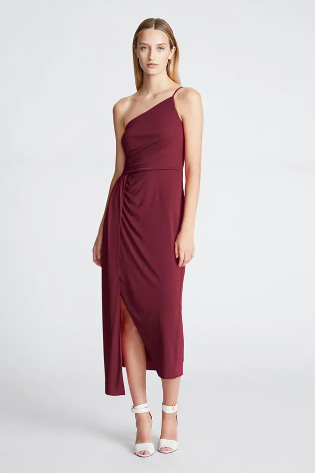 Cocktail Women Halston Camille Dress In Matte Jersey Bordeaux