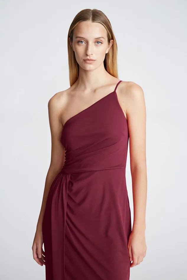 Cocktail Women Halston Camille Dress In Matte Jersey Bordeaux