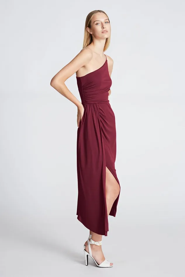 Cocktail Women Halston Camille Dress In Matte Jersey Bordeaux
