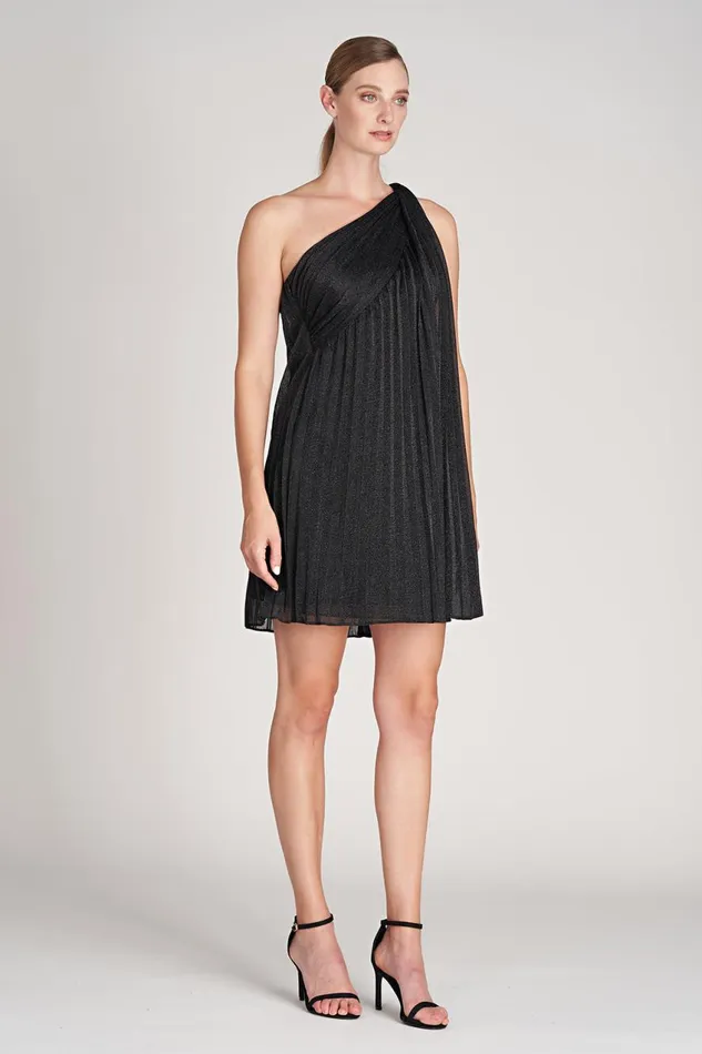Cocktail Women Halston Clare Dress In Shimmer Jersey Black