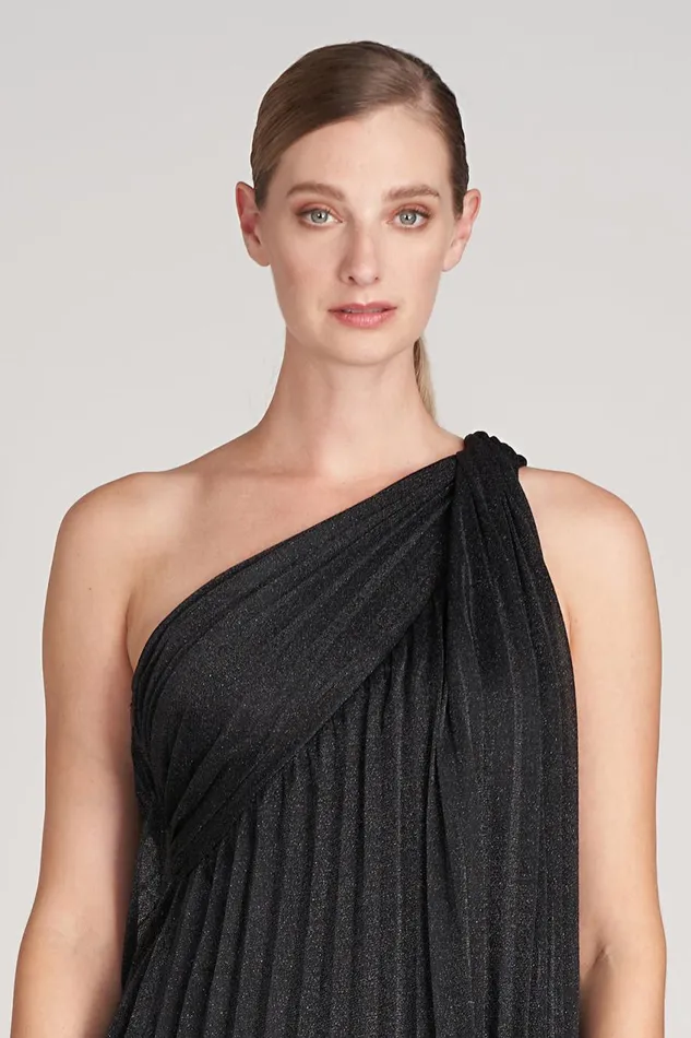 Cocktail Women Halston Clare Dress In Shimmer Jersey Black