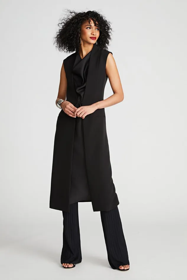 Cocktail Women Halston Jacklyn Dress In Crepe and Satin Black