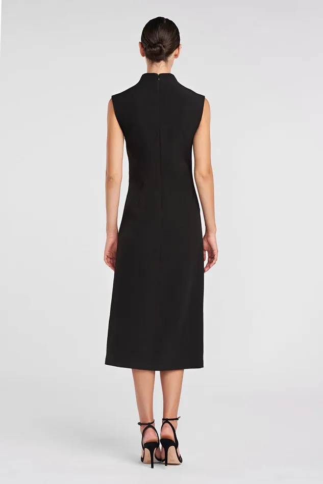 Cocktail Women Halston Jacklyn Dress In Crepe and Satin Black