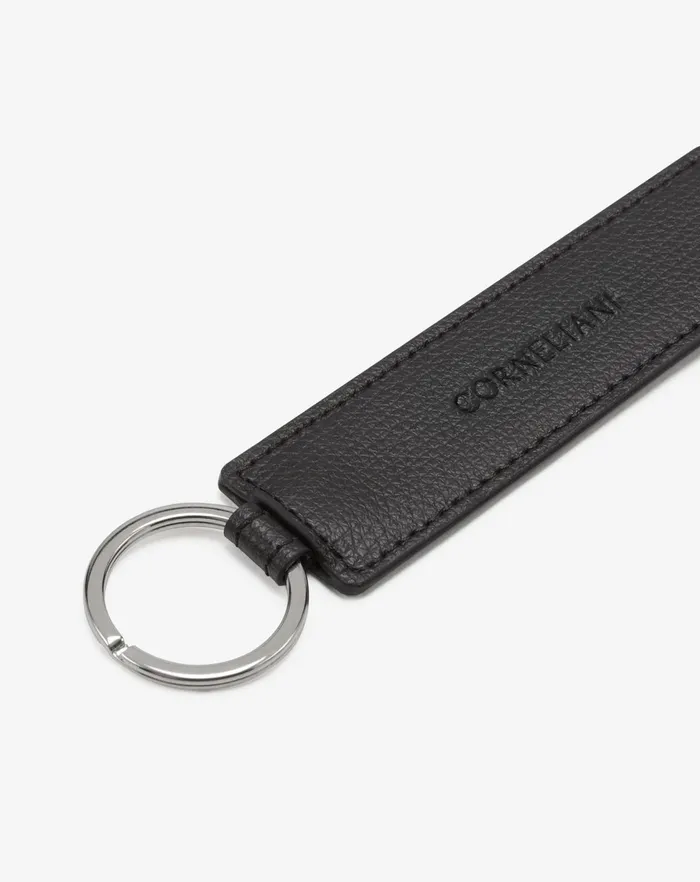 Corneliani Bags And Small Leather Goods Black Textured Leather Keyring For Men 8211 Men