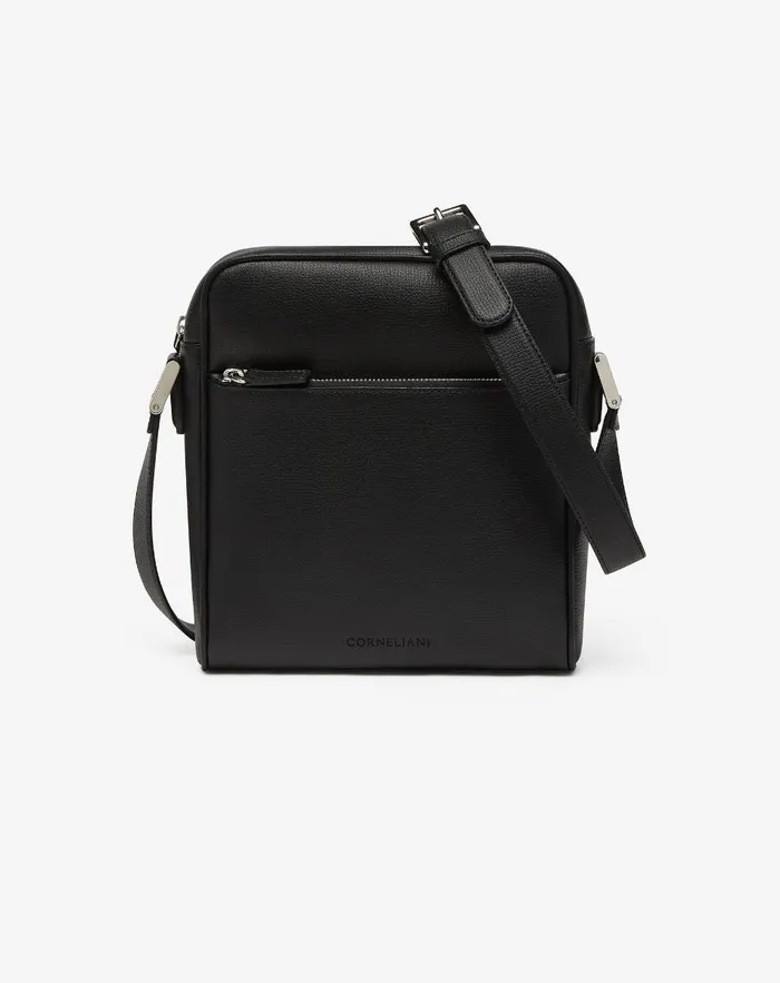 Corneliani Bags And Small Leather Goods Black Textured Leather Shoulder Bag For Men 8211 Men