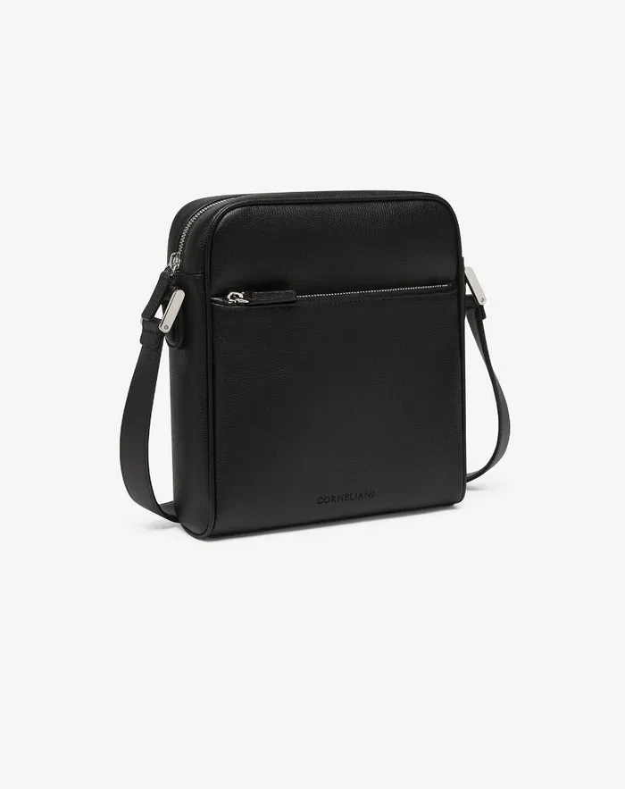 Corneliani Bags And Small Leather Goods Black Textured Leather Shoulder Bag For Men 8211 Men