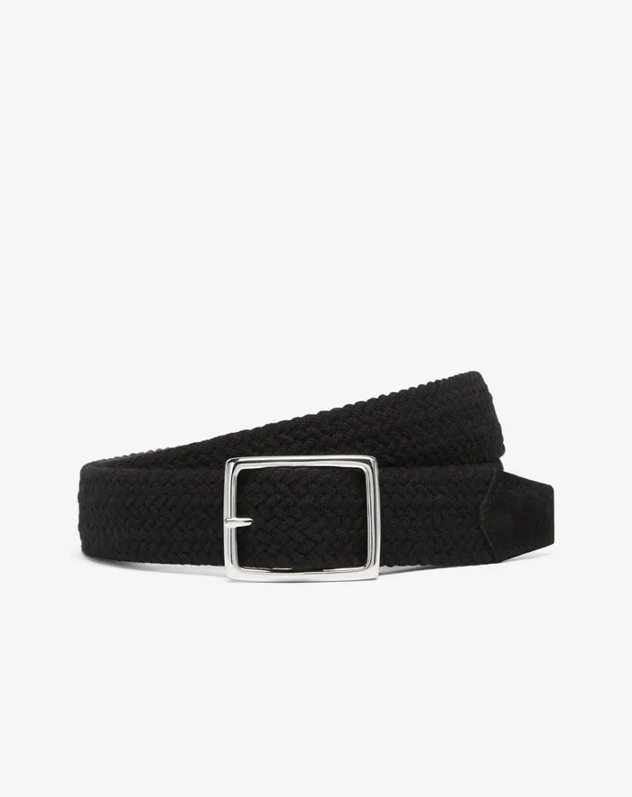 Corneliani Belts And Gloves Black Weaved Fabric Belt For Men 8211 Men
