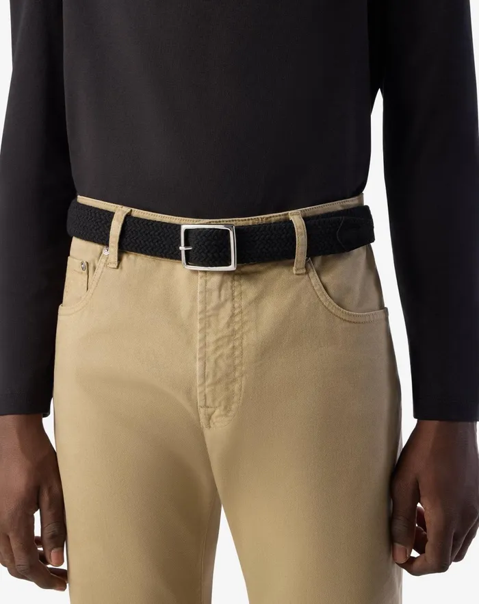 Corneliani Belts And Gloves Black Weaved Fabric Belt For Men 8211 Men